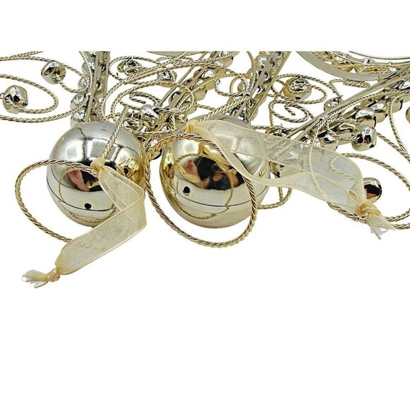 Vintage Angel Decor Set 2 Wire Bells Gold Toned Holiday Decorative Hanging 12x9" - Picture 8 of 9